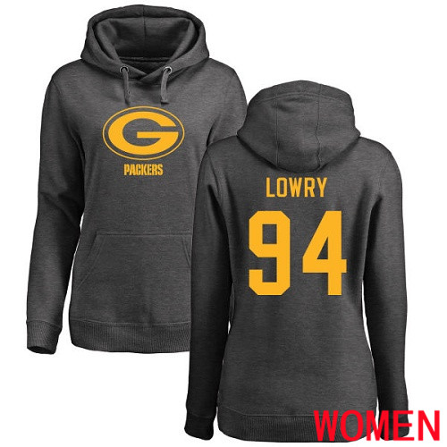 Green Bay Packers Ash Women 94 Lowry Dean One Color Nike NFL Pullover Hoodie Sweatshirts